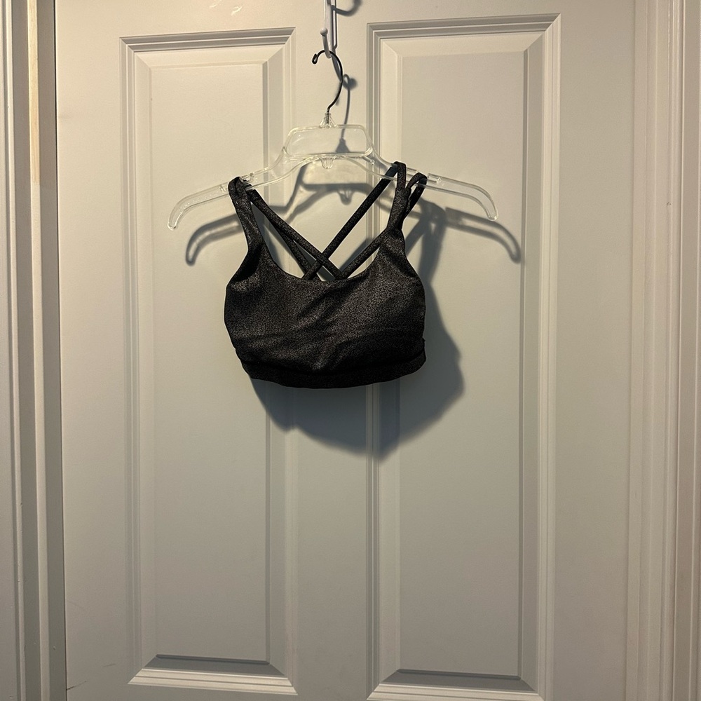 Women's Black and Silver Lululemon Athletica Energy Sports Bra